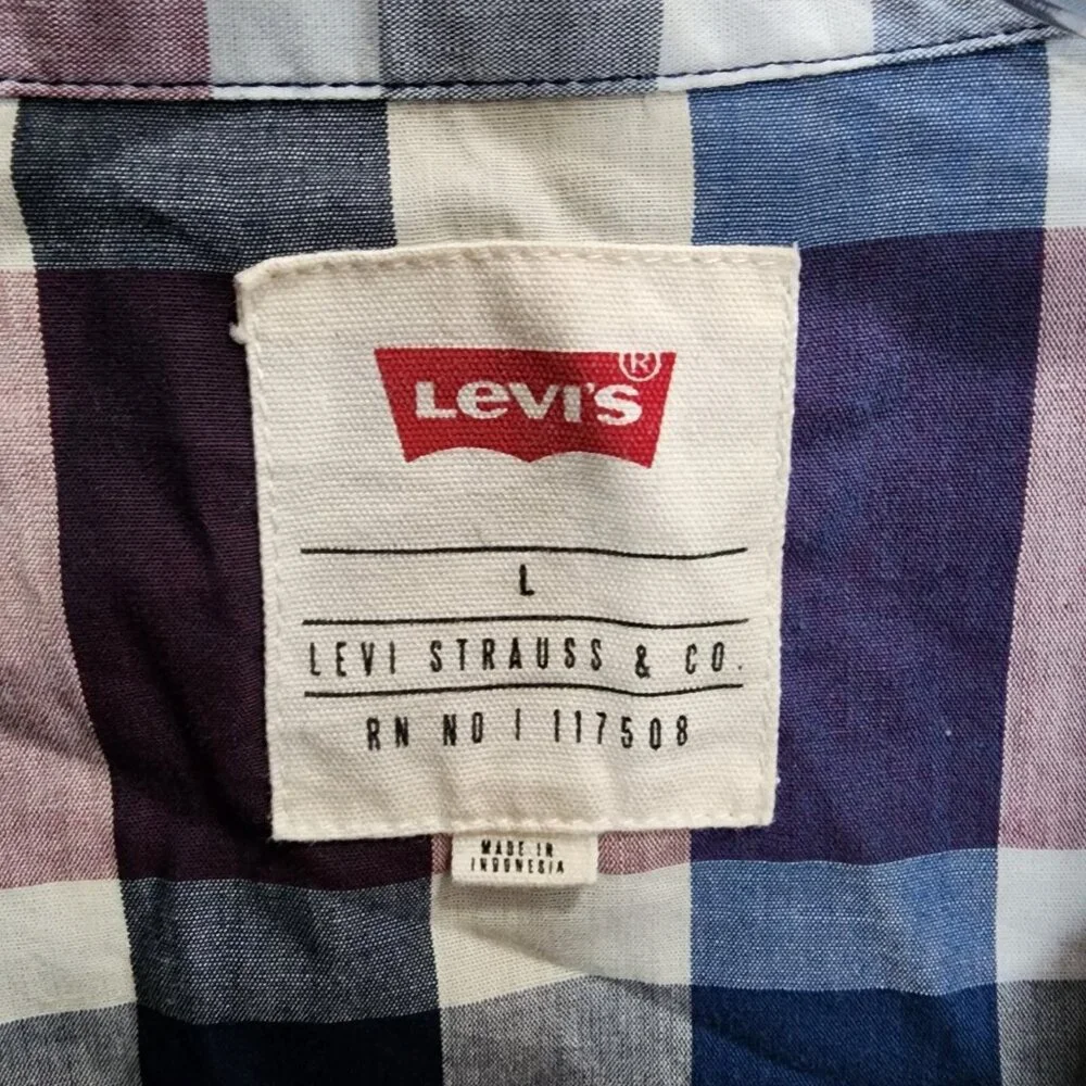 Levi's Long Sleeve Pearl Snap Button Up Shirt Western‎ Cowboy Vaquero Rodeo Sz L
